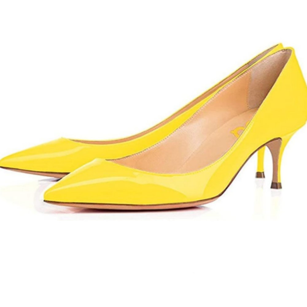 FSJ Classic Kitten Heels Pointy Closed Toe Pumps